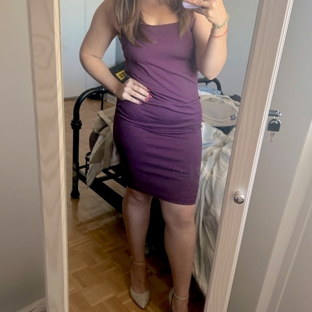 Thick Strapped Purple Midi Dress